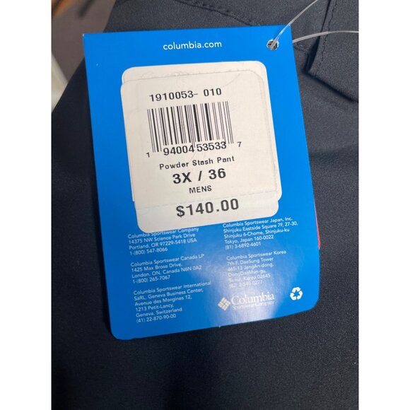 Columbia Men's Ski Pants Powder Stash Black Omni-Heat Outdoor Winter Size 3X NEW - Picture 8 of 8